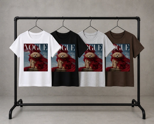 vogue red scarf dog
