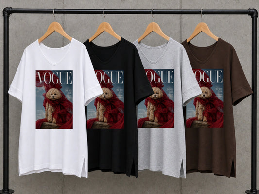 vogue red scarf dog